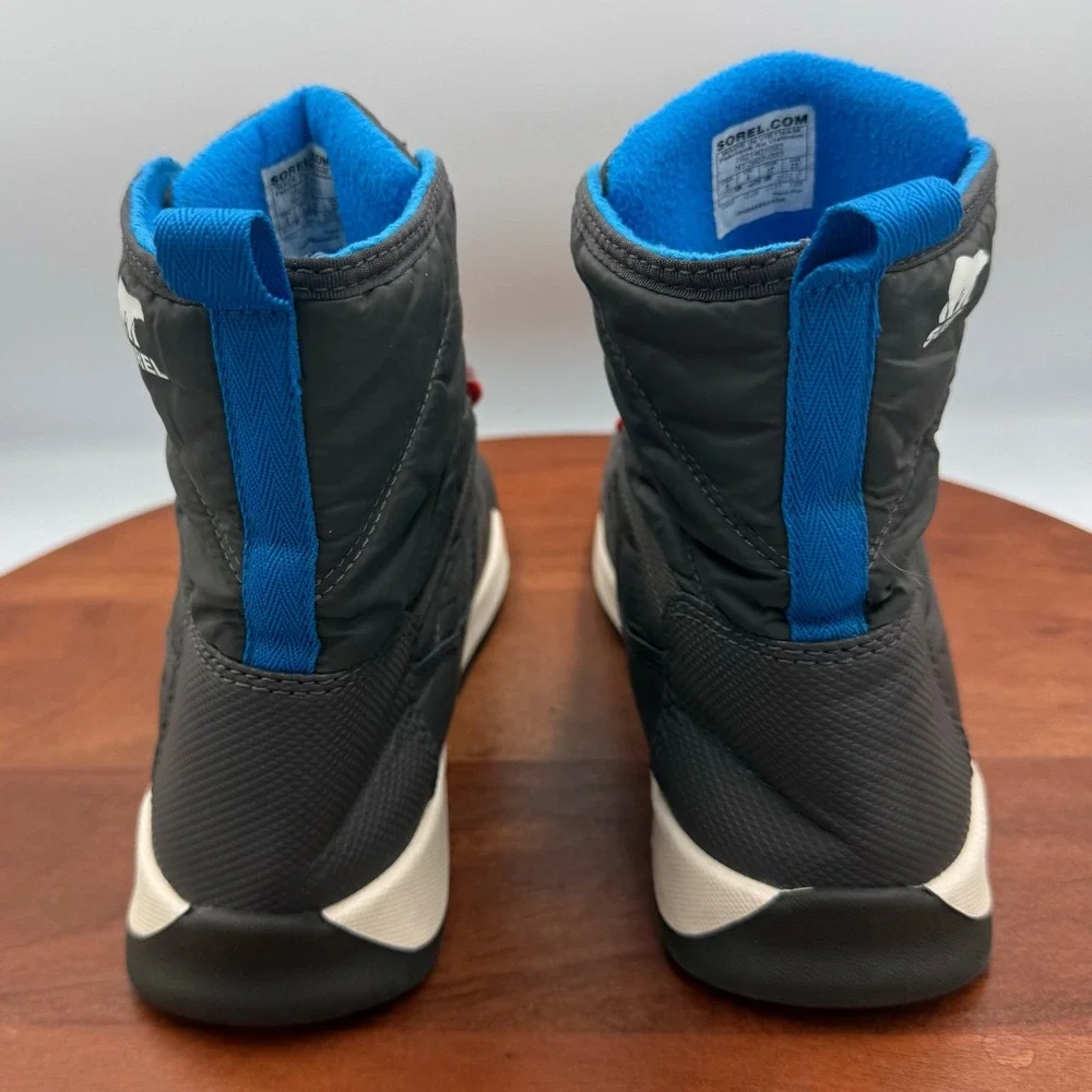 Sorel Whitney‎ II Youth Waterproof Winter Snow Boots Size 5 Black Blue Insulated